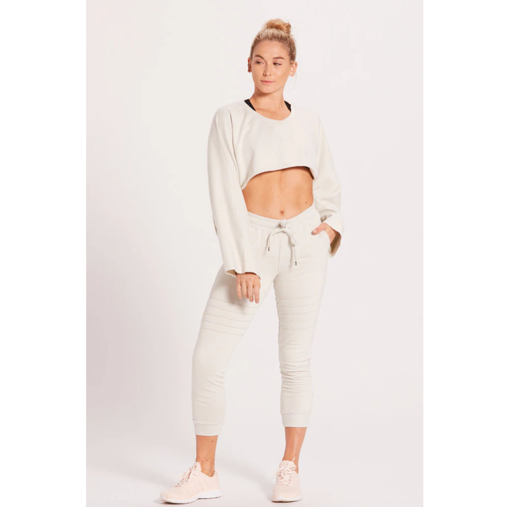 Niyama Sol Womens Moto Skinny Jogger Sweatpants Size XS Slim Casual Ivory NWT